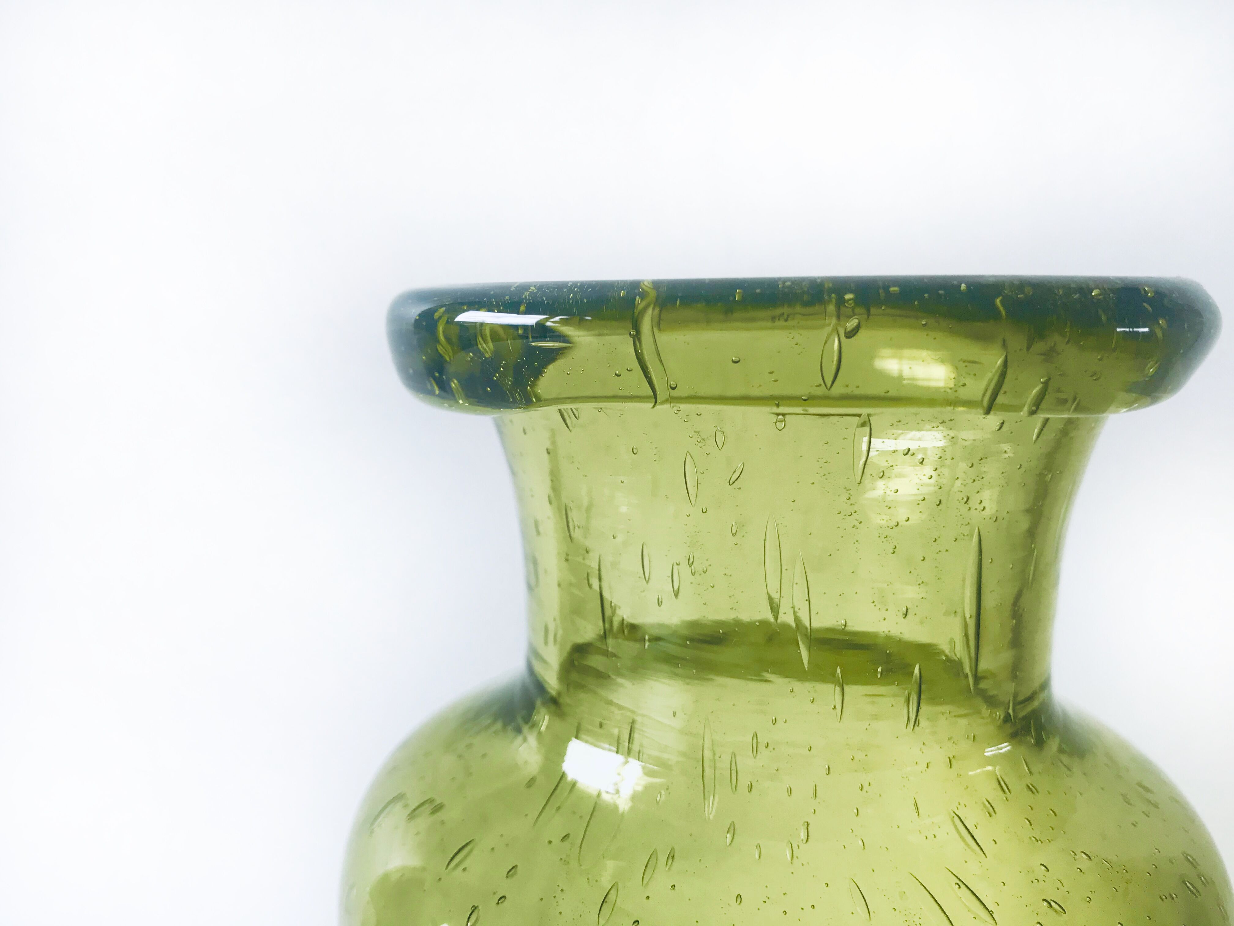 Blown and bubbled glass vase