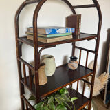 Vintage rattan bookcase shelf