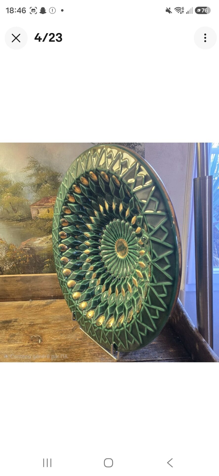 Magnificent and Huge Fruit Basket with Gold Highlights from the 50s-70s