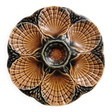 Vintage French majolica oyster plate from Sarreguemines