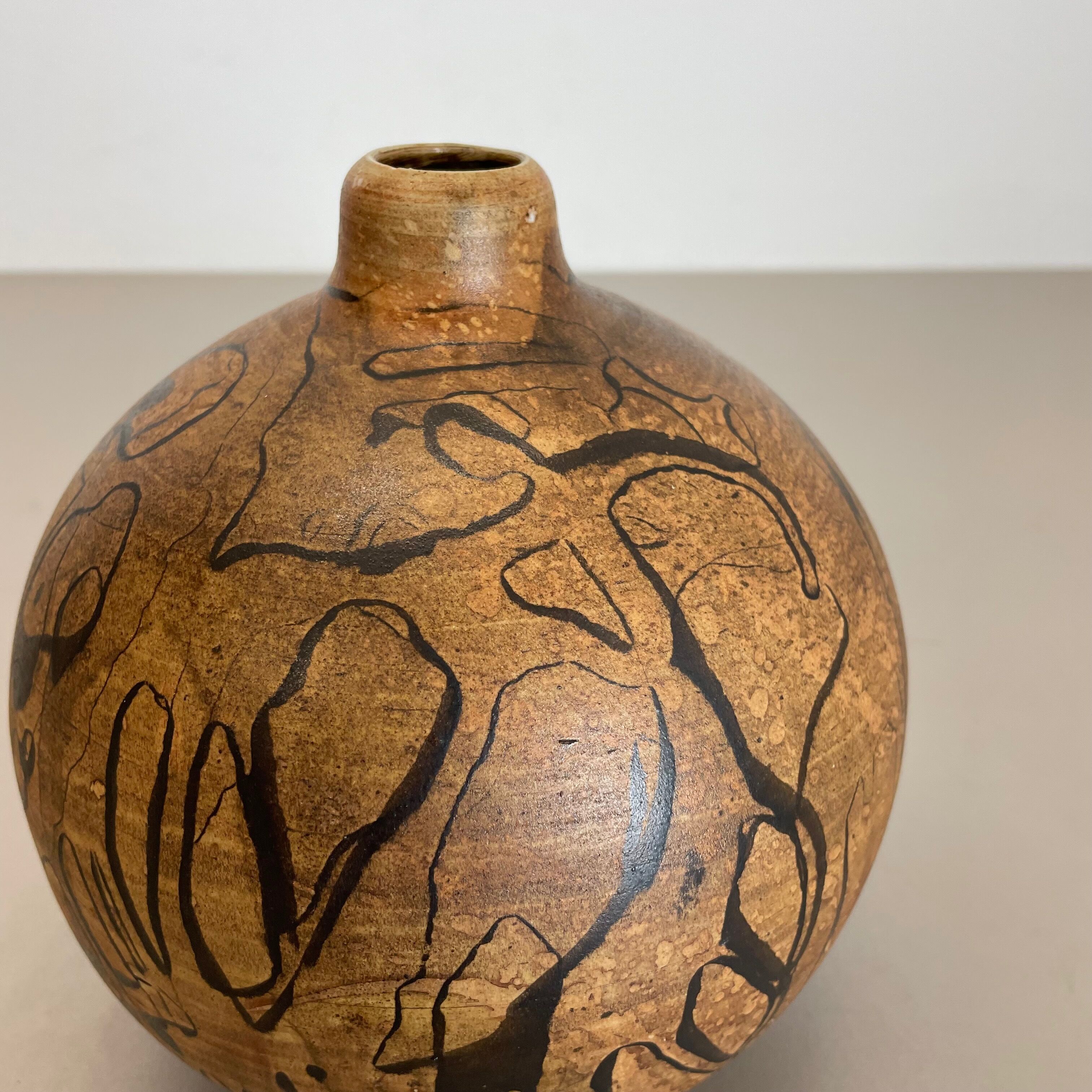 Vase en poterie d’atelier en céramique abstraite par Gerhard Liebenthron, Allemagne, années 1970