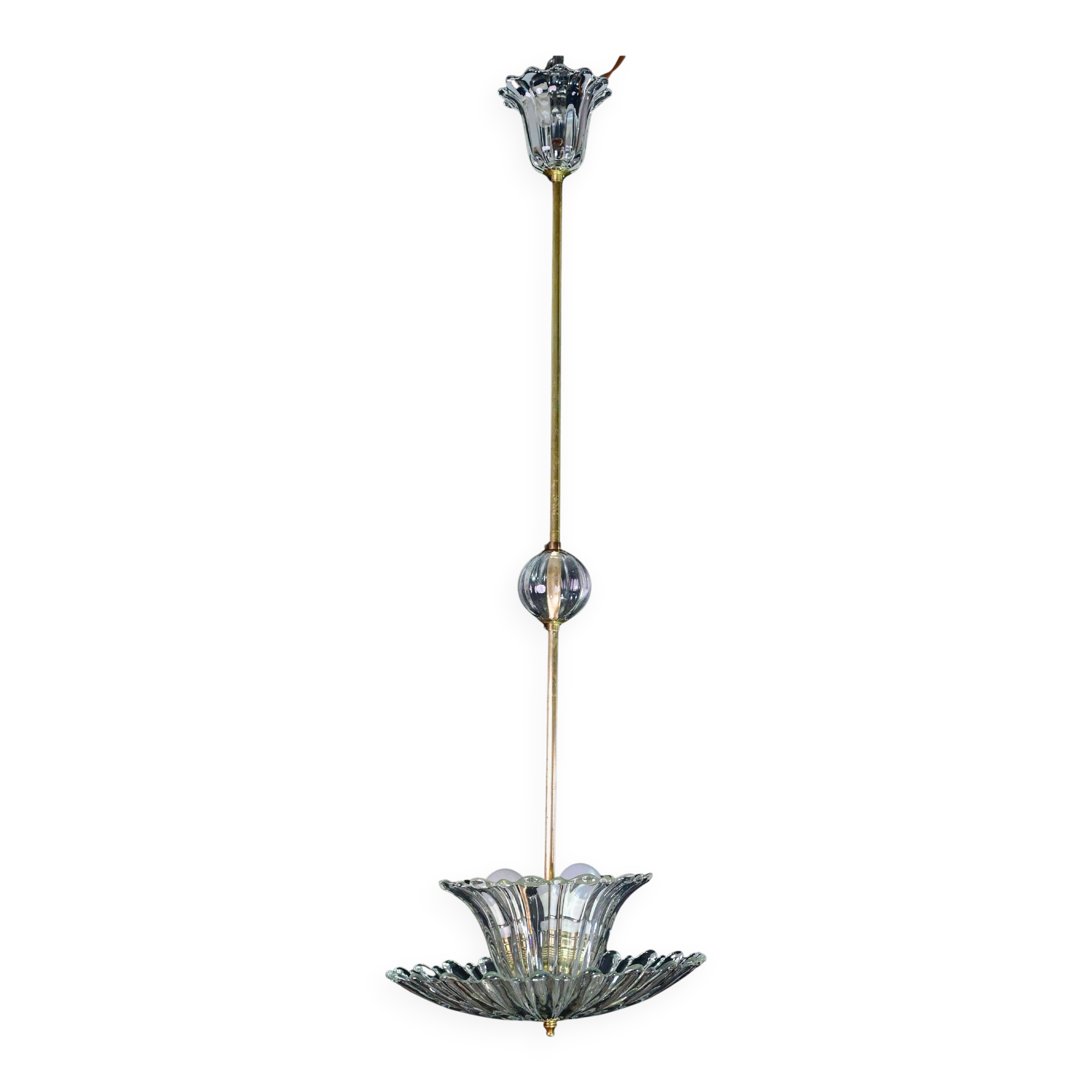 Art Deco pendant light Murano glass by Barovier, 1950