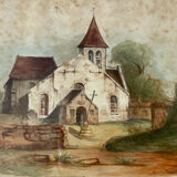 Tableau dessin ancien xixe église