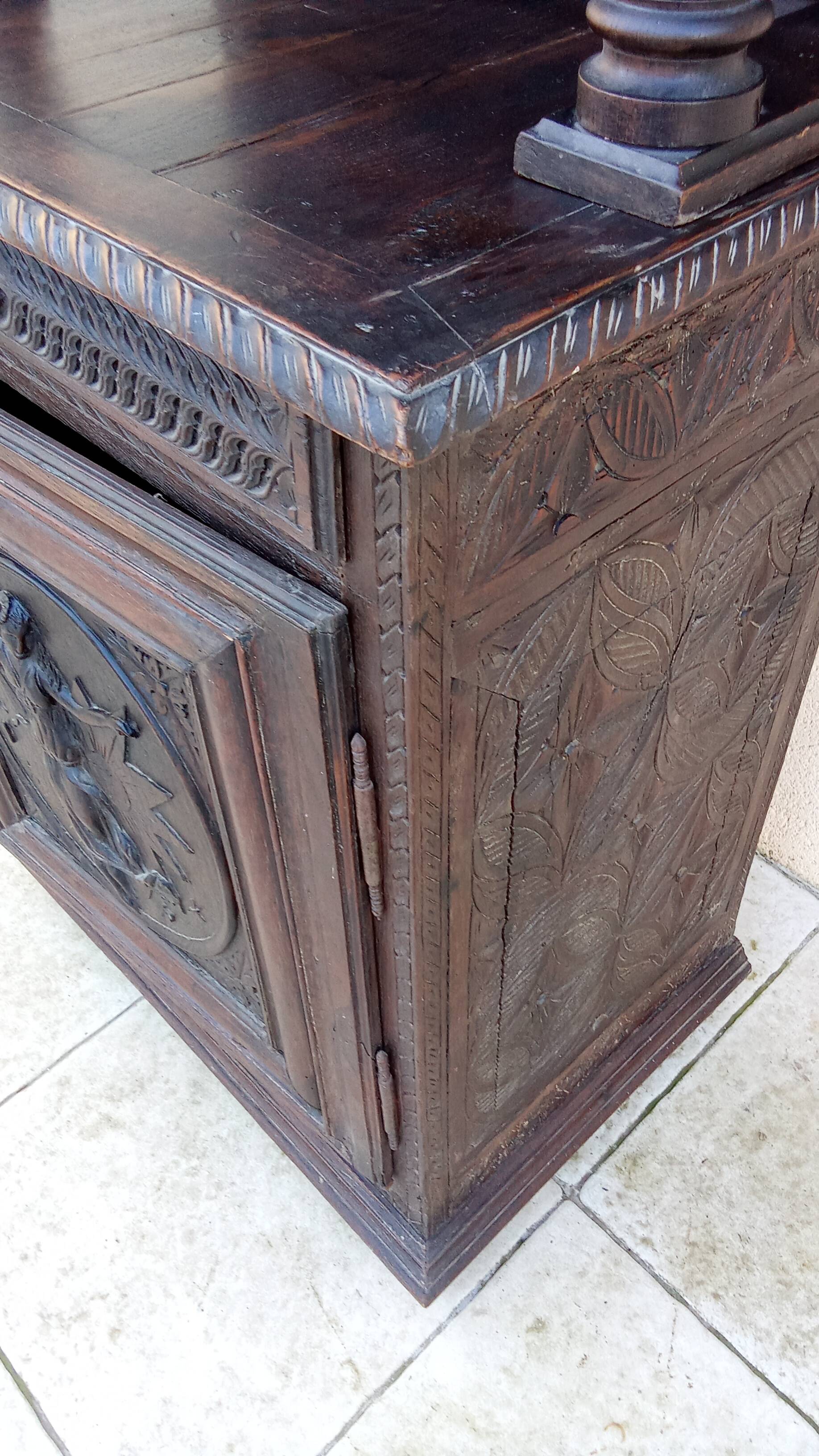 Old carved solid wood dresser