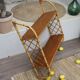 Etagère murale vintage en bois et rotin