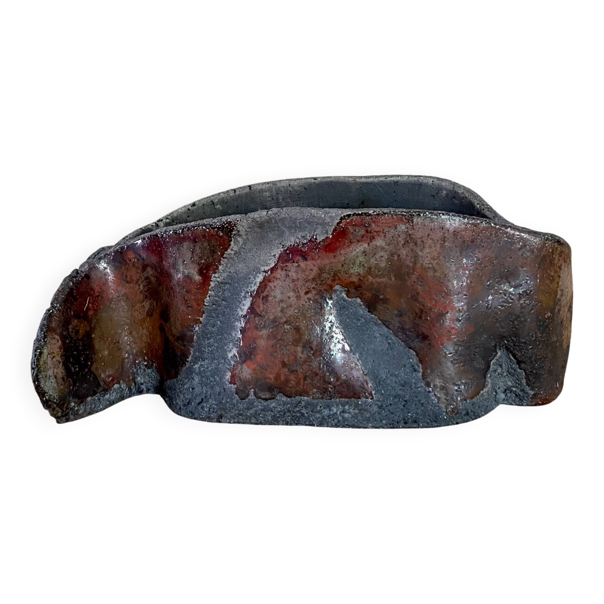 Raku vase signed free form