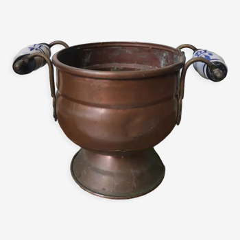Vintage copper ceramic pot cover