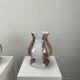 Pair of table lamps in white and brown glass in the shape of a mushroom by Doria Leuchten, 1970.