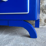 Blue and white mustache chest of drawers