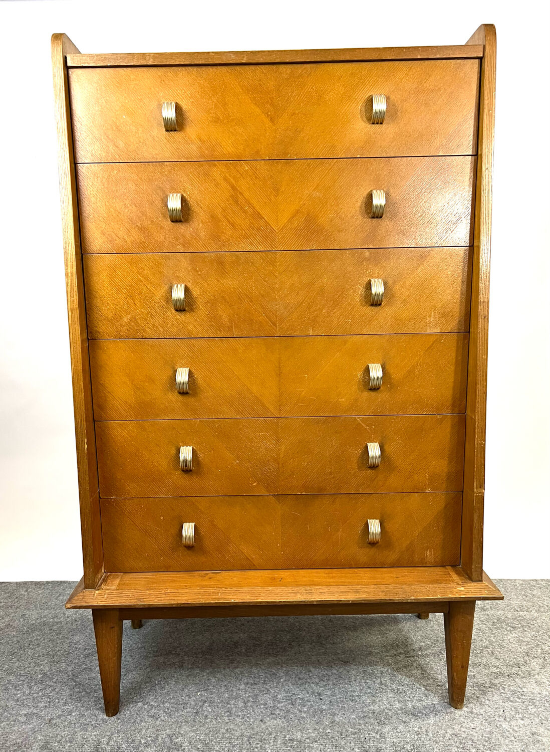 Vintage Scandinavian chest of drawers compass foot