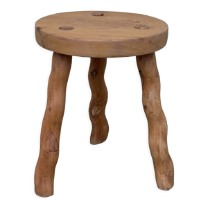 Tabouret tripode pieds tournés