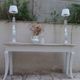 Console with a weathered grey cotton base, top in bleached walnut.