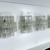 Vistosi manner, set of four large clear murano glass elements sconces. Italy 1970s