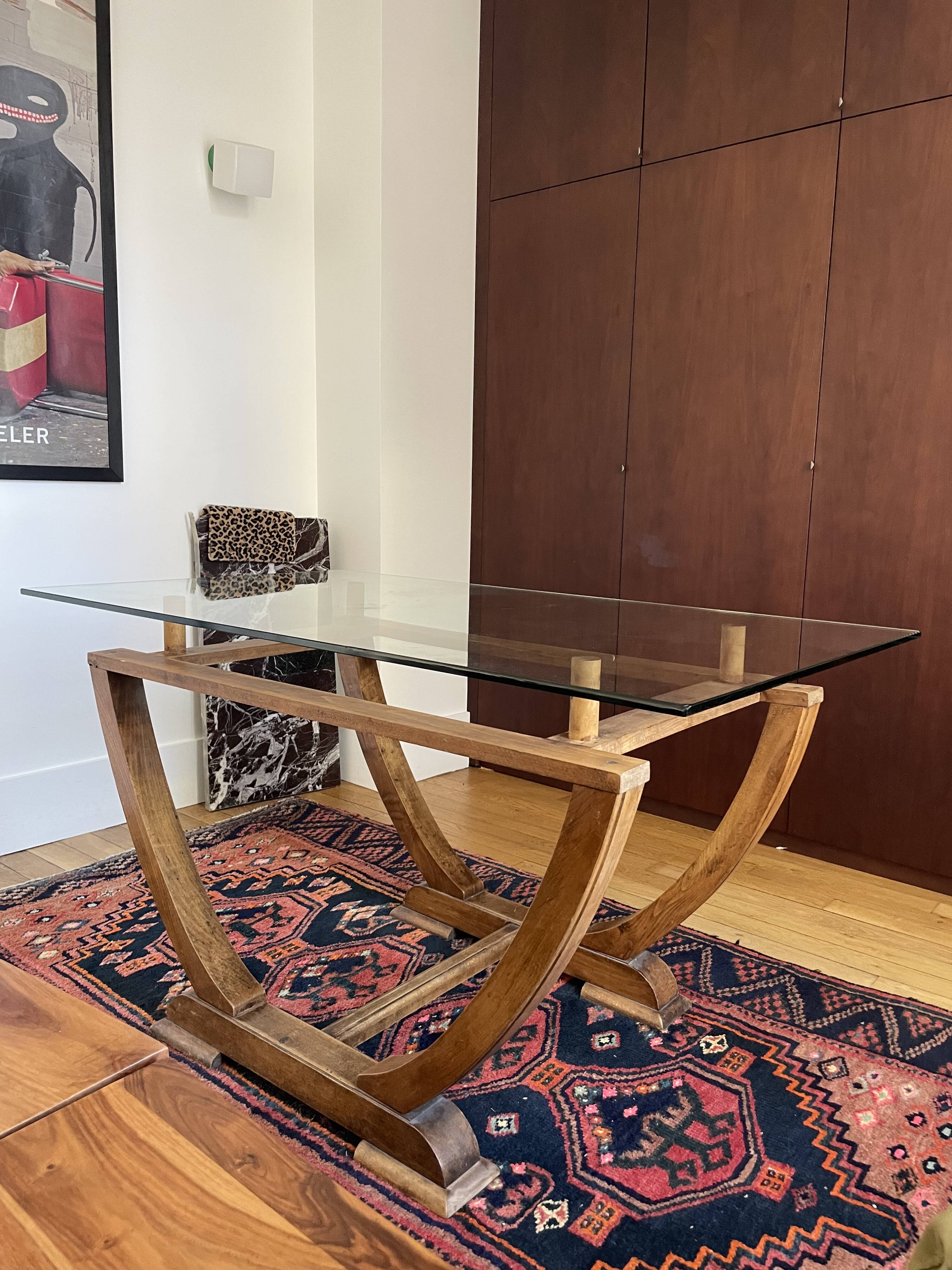 Dining table set with 4 solid wood chairs.