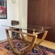 Dining table set with 4 solid wood chairs.