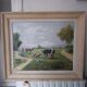 Tableau ancien 1950 la traite des vaches signee R Sarot