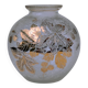 Frosted Glass Ball Vase with Golden Botanical Decoration — Signed Adat — Circa 1950