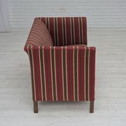 1960s, Danish 2-seater sofa, striped red/multicolor furniture wool.