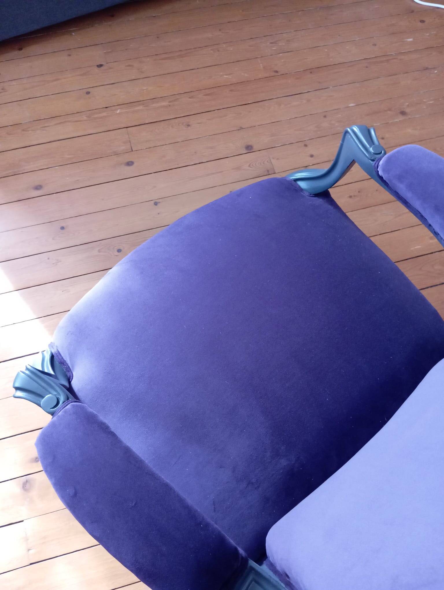 Voltaire armchair from the 19th century, purple velvet