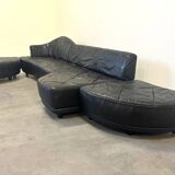 Canapé modulaire en cuir de mouton italien, design des années 1980