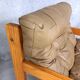 Vintage heater armchair in pine and leather 70s