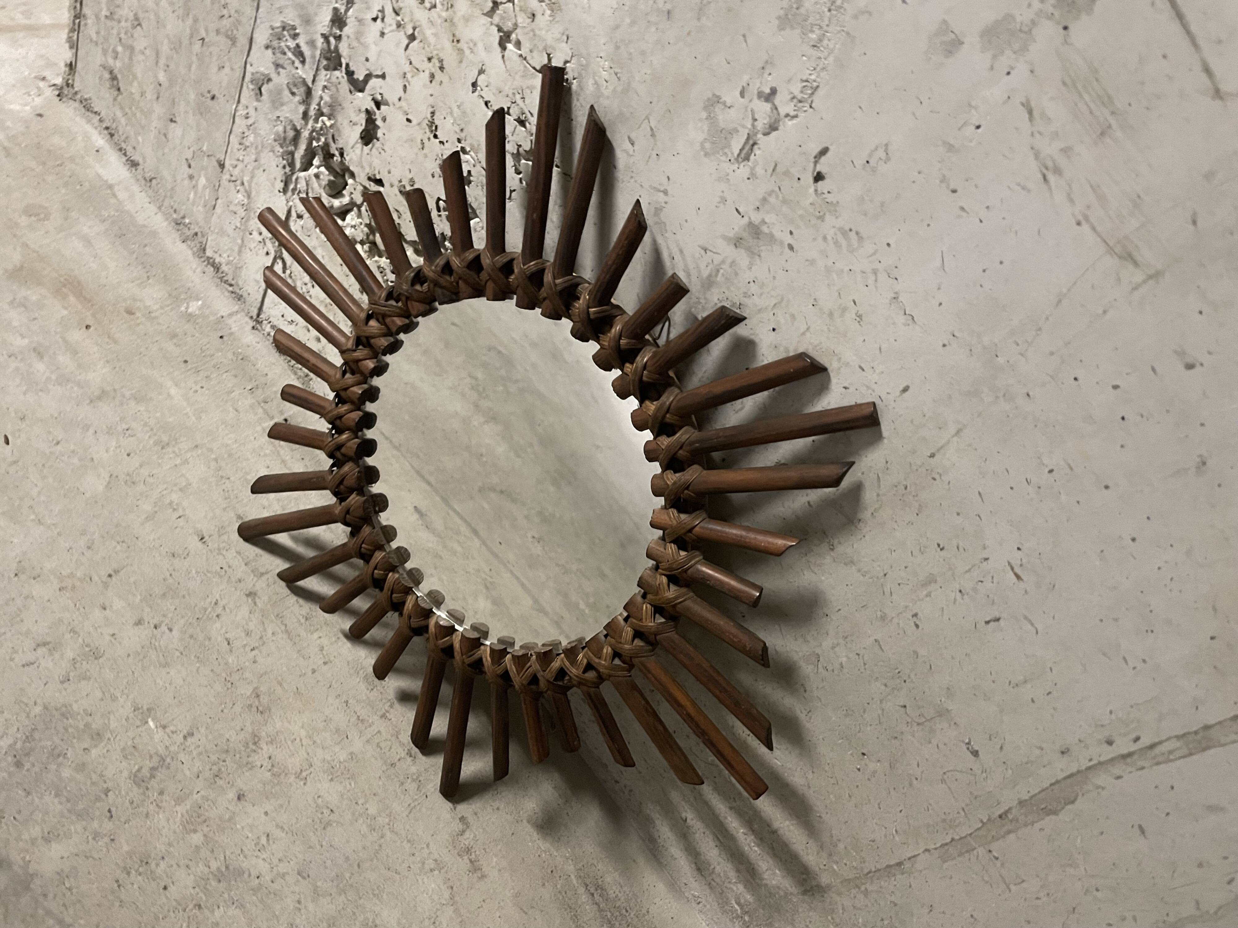 Rattan sun mirror