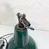 Industrial Green enamel Factory Pendant Lamp OBg-3,  1960s