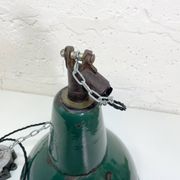 Industrial Green enamel Factory Pendant Lamp OBg-3,  1960s