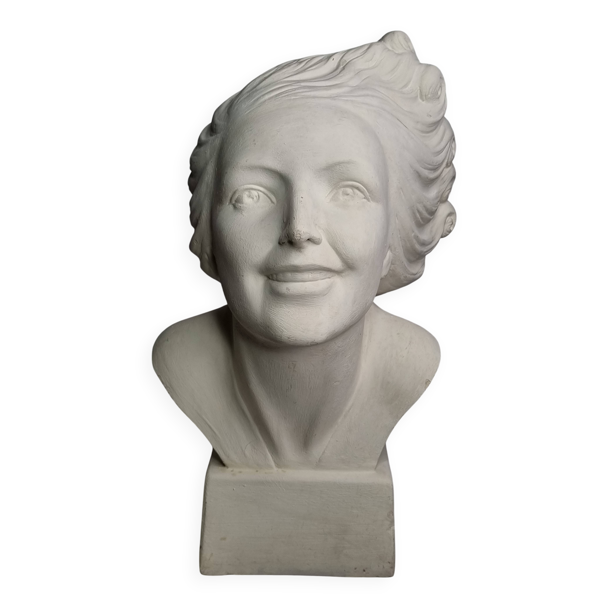 Bust of a young woman by Salvatore Melani, Art Deco style, 48 cm