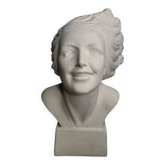 Buste de jeune femme par Salvatore Melani, style Art Déco, 48 cm