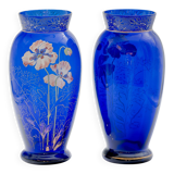 Blue Art Nouveau vases
