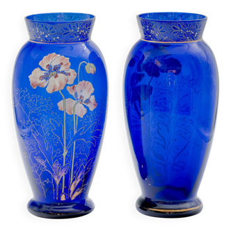 Blue Art Nouveau vases