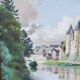 Watercolor Josselin Morbihan Brittany October 1933 CLAUDE MIRBEL