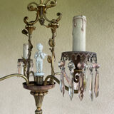 Antique bronze chandelier with porcelain angel.