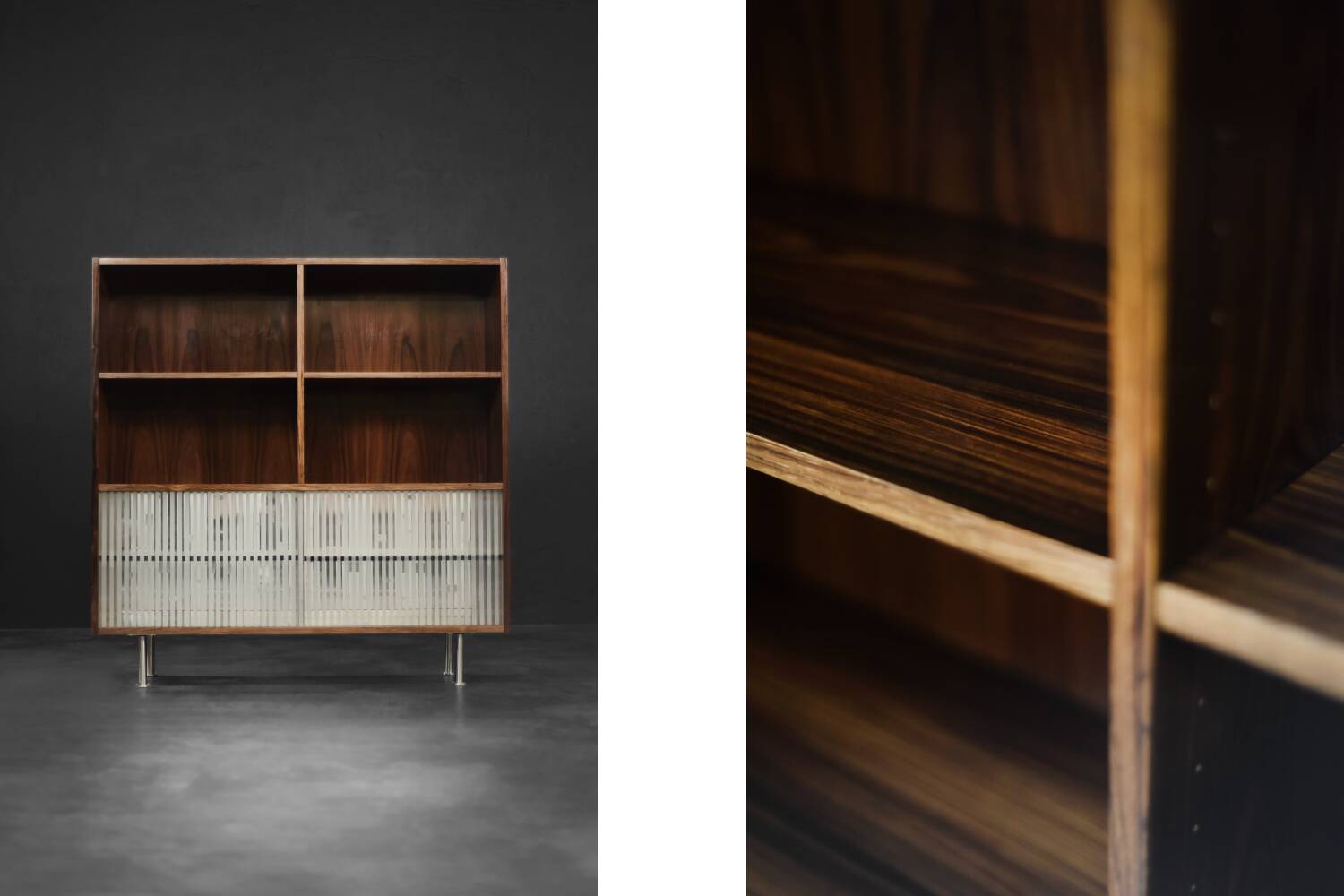 Vintage Mid-Century Scandinavian Modern Rosewood Highboard with Glass, 1960