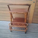 Retro rattan trolley on wheels