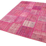 Handmade anatolian vintage 175 cm x 242 cm pink patchwork rug