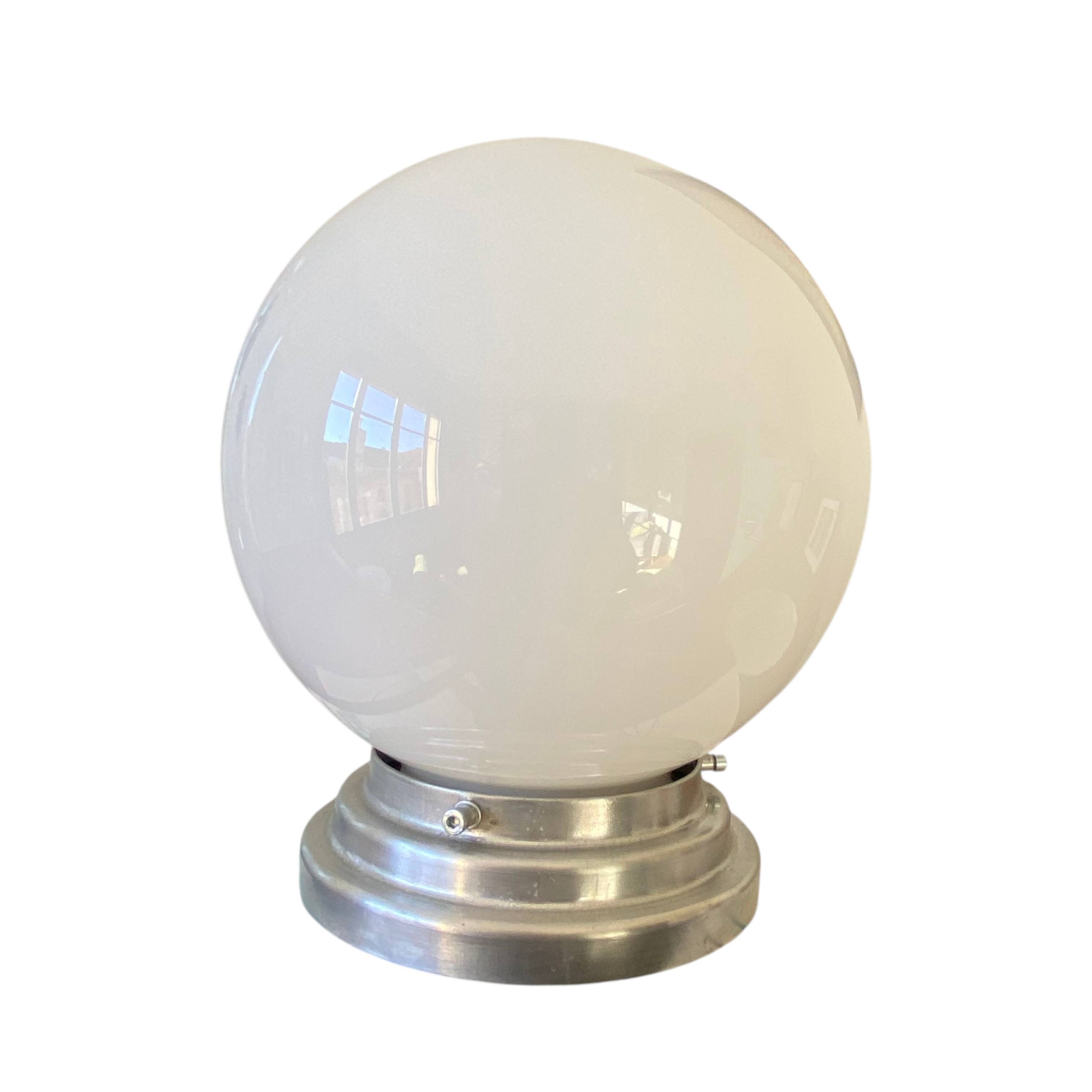 Ceiling light fixture globe white opal glass 20 cm aluminium base