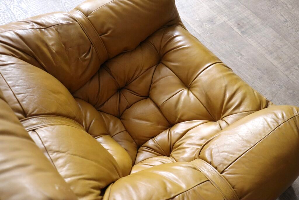 Percival Lafer MP-81 lounge chair in yellow leather, Brazil 1970s