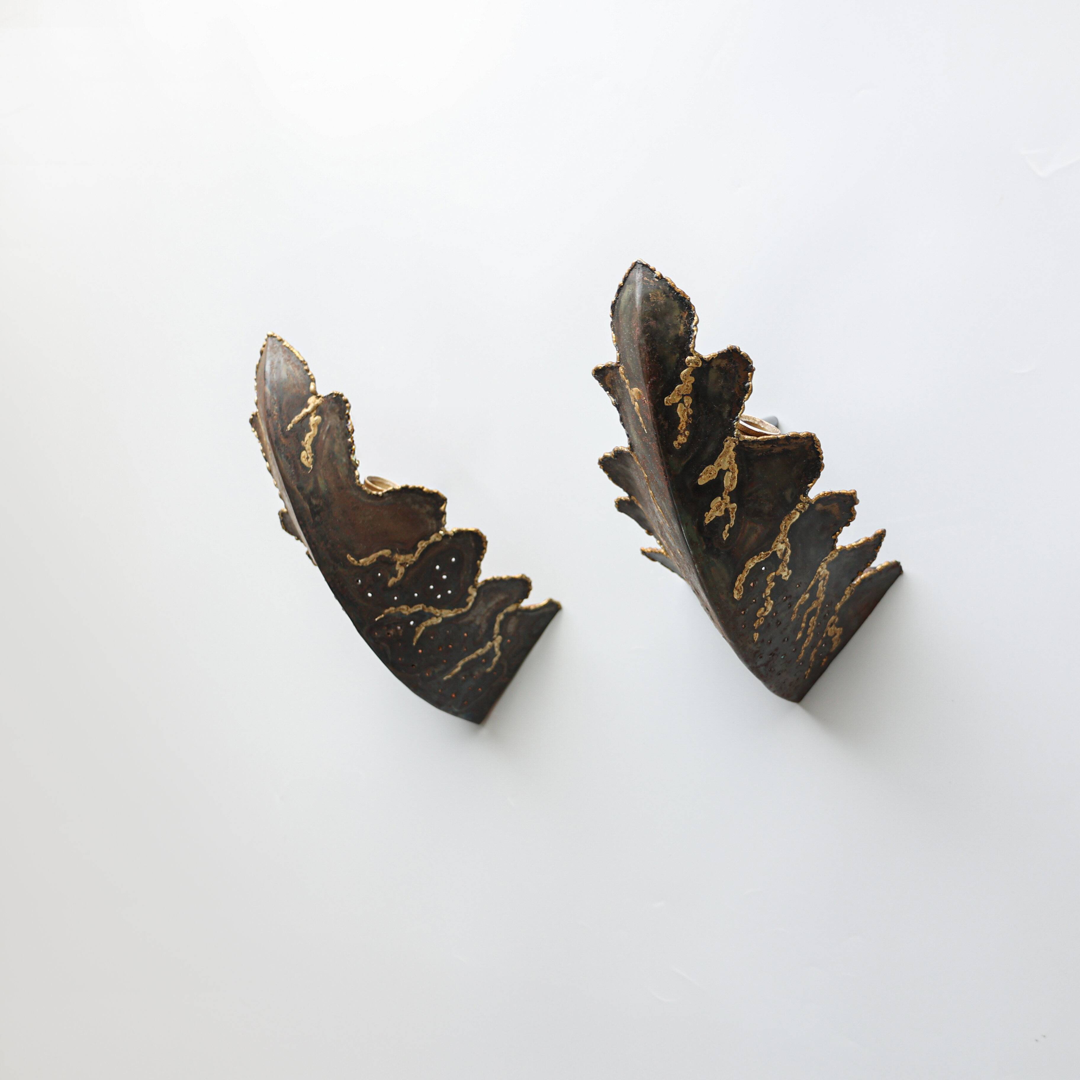 Ensemble de 2 appliques murales brutalistes belges, années 1990.