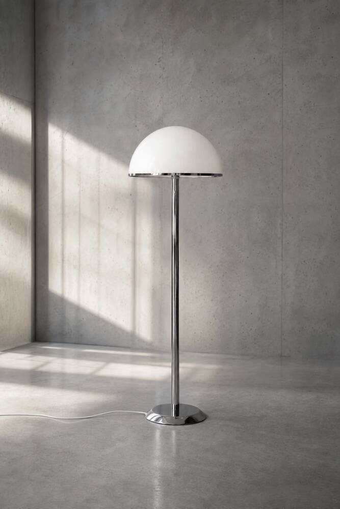 Vintage Swedish Chrome & White Acrylic Floor Lamp from Nybro Armaturfabrik
