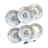 6 Limoges Berry porcelain plates with bird of paradise motif
