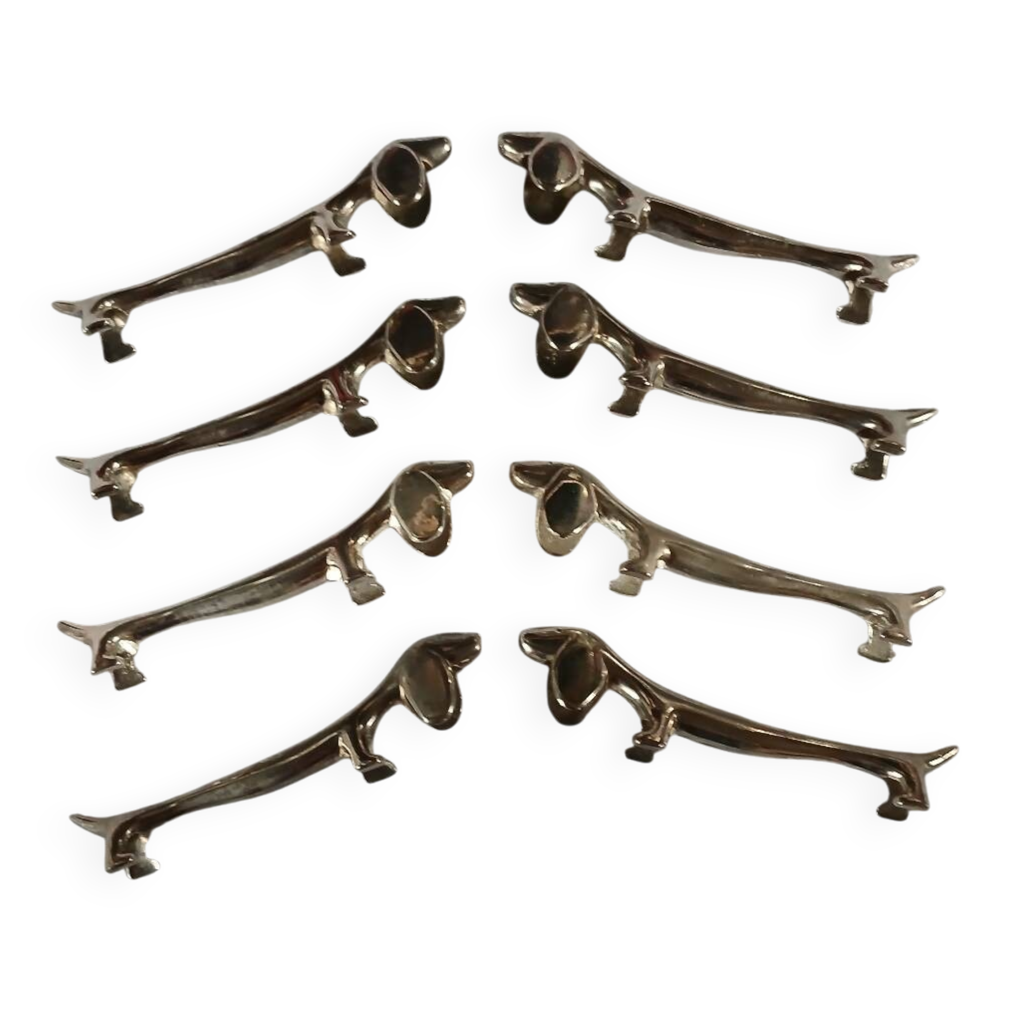 8 metal knife holders/dogs
