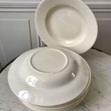 Set of 8 hollow plates Digoin Sarreguemines model Alphabet relief beige 40s