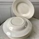 Set of 8 hollow plates Digoin Sarreguemines model Alphabet relief beige 40s