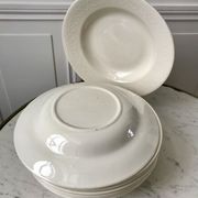 Set of 8 hollow plates Digoin Sarreguemines model Alphabet relief beige 40s