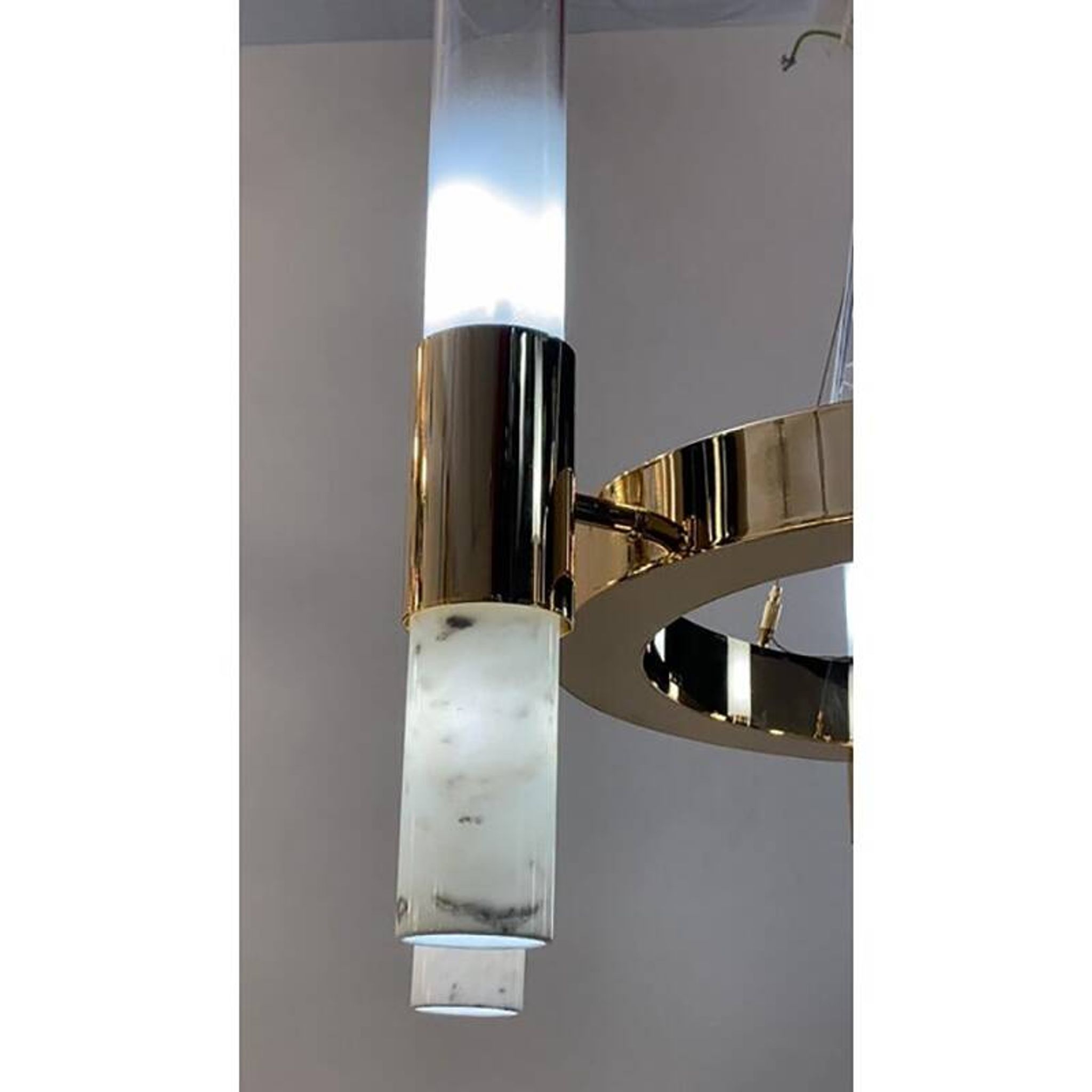 Contemporary Gold Ring Chandelier With Gradient White and Carrara Marble Glasses by Simoeng
