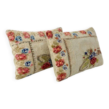 Set of 2 vintage kilim cushion covers 41x61 cm