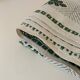 Vintage beige Basque linen with green patterns: tablecloth and 8 napkins.