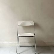 White folding chair & chrome Plia by G. Piretti for Castelli, 1970